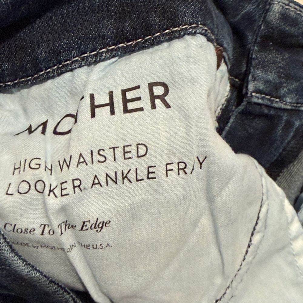 MOTHER High‎ Waisted Looker Ankle Fray Jeans  Distressed Size 27 close to edge - Picture 8 of 8